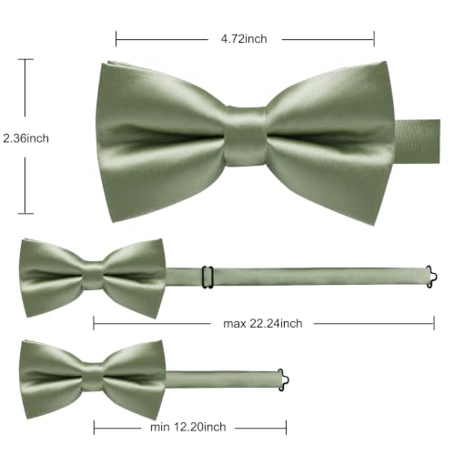 Image of YourTies Bow Ties for Men Pre-Tied Adjustable Bow Tie Coloful Satin Bowtie | Satin Clip-on Bowties,Solid Color Striped Paisley,Woven Jacquard,Formal Casual Wedding Business Party Prom,Tuxedo,Gift Box