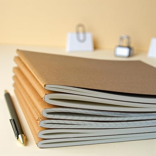 Fark Tanıtım 4 Adet Çizgili Terzi Dikişli Not Defteri, A5 Boyut, 40 Yaprak Planlama Ofis İçin İdeal, Planlayıcı (Kraft Kapak Tasarımı) - Görsel 1