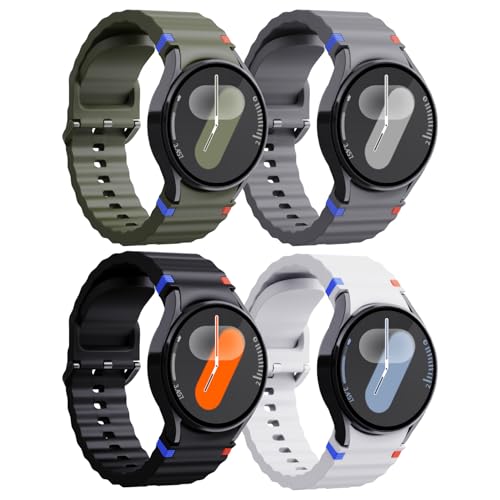 4 Pack Silicone Band Compatible with Samsung Galaxy Watch 7 Band 40mm 44mm Waterproof Sport Strap Compatible with Watch 6 5 4 FE 40mm 44mm /Classic 6 4 47mm 43mm 46mm 42mm /5 pro 45mm NOT FOR ULTRA