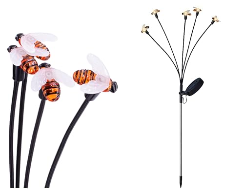 Solar Stabbeleuchtung Outdoor 70cm 5 Bienen LEDs Kunststoff - Solarleuchte für Garten - Stablampe Außenleuchte Gartenleuchte - Solarlampen Wegeleuchte Stableuchte Gartendeko zum Stecken - Warmweiß Solar Stabbeleuchtung Outdoor 70cm 5 Bienen LEDs Kunststoff - Solarleuchte für Garten - Stablampe Außenleuchte Gartenleuchte - Solarlampen Wegeleuchte Stableuchte Gartendeko zum Stecken - Warmweiß