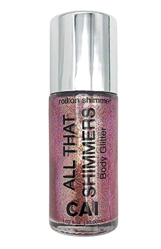 Body Glitter Face Or Hair Roll On Shimmer Holographic Cosmetic Grade Glamour 30ml, Rose Gold Pink