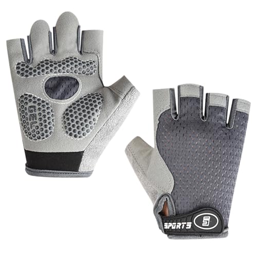 Colexy Kinder-Sporthandschuhe, rutschfeste, Atmungsaktive Handschuhe, Handflächenschutz, Eisseide, Elastisches Mesh, Geeignet zum Radfahren, Spielen, Rollschuhlaufen und für Andere Sportarten (Grau)