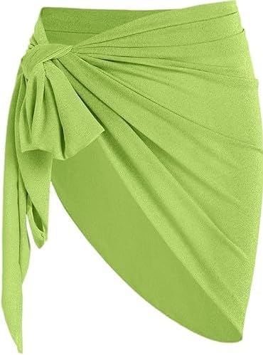 Women Beach Sarong Wrap Cover Up, Short Length, Chiffon, Swimwear Accessory-image-24