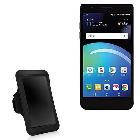 BoxWave Case Compatible with AT&T Phoenix 4 - Sports Armband, Adjustable Armband for Workout and Running for AT&T Phoenix 4, AT&T Volta | Phoenix 4 - Jet Black