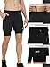 ARSUXEO Men's 2 in 1 Active Running Shorts with 2 Zipper Pockets B191 Black Size X-Large