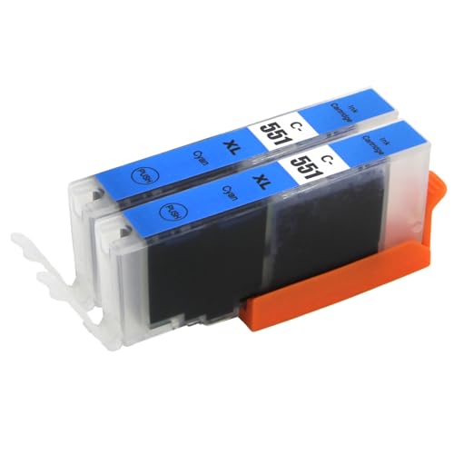 Go Inks Compatible CLI-551 XL Cyan Ink Cartridges - 2 Pack replacement for Canon PIXMA Printers - 12ml - 551 XL Multipack - High Yield - 2x C