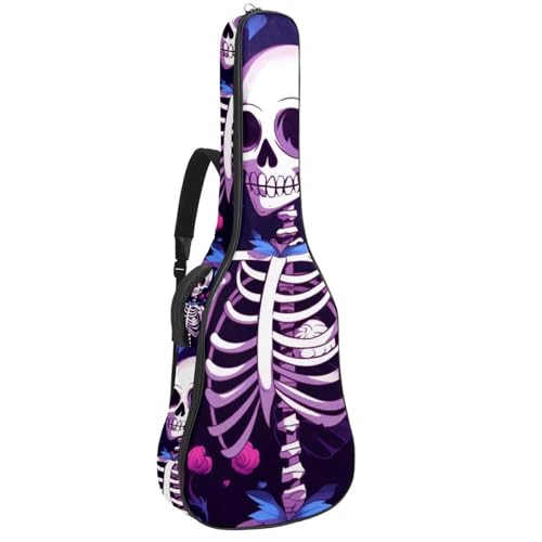 Bass Guitar Bags with Cute Skull, Acoustic Guitar Bag 40 41 inch Electric Guitar Case, Waterproof Oxford Electric Guitar Gig Bag for Acoustic Classical Guitar, Ukulele