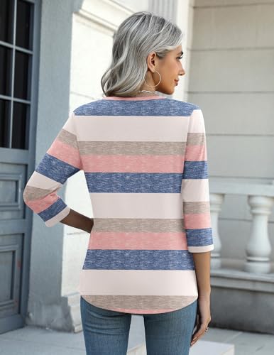 Image of Zeagoo Womens Blouse Casual 3 /4 Length Sleeve V Neck Basic T-Shirts Spring Summer Cute Tunic Tops Business Work Tees