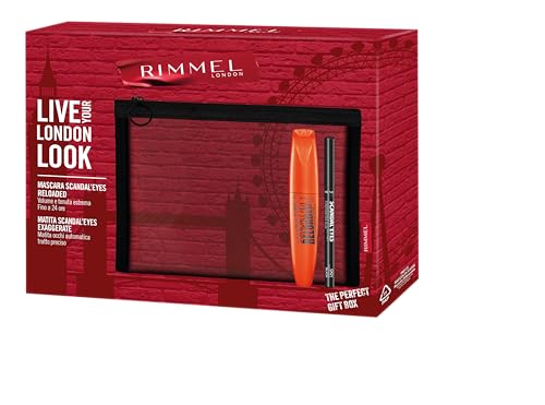Rimmel London Cofanetto Regalo Live Your London Look, Pochette con Scandal'Eyes Reloaded Mascara e Matita Occhi Nera Scandal'Eyes Exaggerate Eye Definer