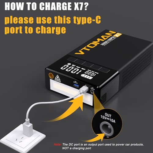 Vtoman EPOWER-325 X7 Jump Starter With Air Compressor, 4250A Portable Car Jumper With 160Psi Digital Tire Inflator,12V Lithium Battery Charger Booster Box thumb #4