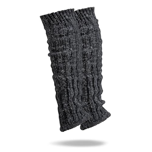 FEINSCHÖN Stulpen mit Alpaka-Wolle kuschelige Beinwärmer/Legwarmers Rippstrick Grobstrick Wollstulpen weich warm & atmungsaktiv (Anthrazit One size)