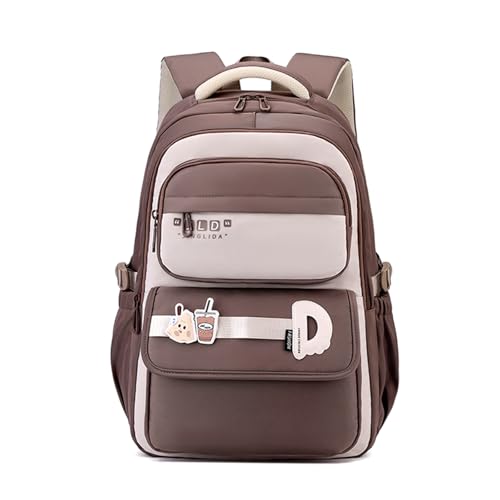 FANDARE Mochilas tipo casual Mochilas de uso diario Estudiante Juvenil Mochila Escolar con correa pectoral Adolescentes marcha Mujeres Hombre Bolsas escolares Urbana versátil Viaje Caqui