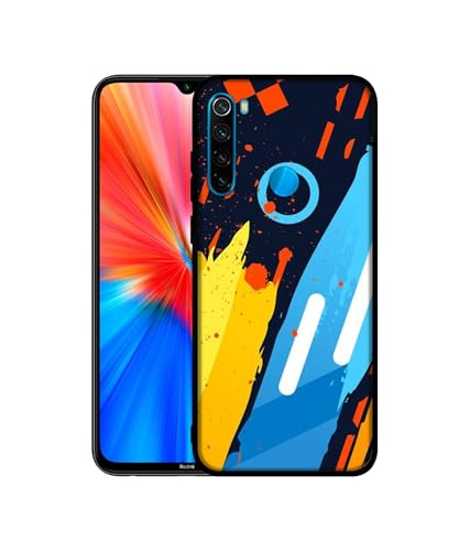 Image of Abstract Stripes Geometric Figures Design Premium 2D Printed Metal Back Case Cover for Mi Redmi Note 8 4G