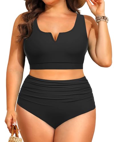 Aqua Eve Women Plus Size High Waisted Bikini - Two Piece Swimsuit Tummy Control Bathing Suit V-Wired 2025 Swimwear