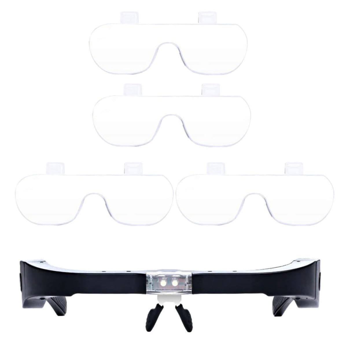 POPETPOP Lupa de Lectura Lupa Montada Cabeza Luz LED Recargable, 4 Grupos de Lentes, Negra, para Bordado y Coleccionismo de Antigüedades, para Seniors y Joyeros