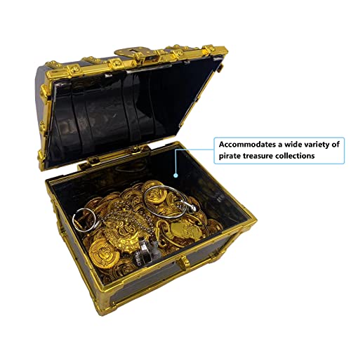 Flyekist Kids Pirate Treasure Chest Storage Box,Golden Border Decorative Pirate Chest With Lock And Key For Kids Birthday,Halloween, Christmas Pirate Party Favors #TOP2