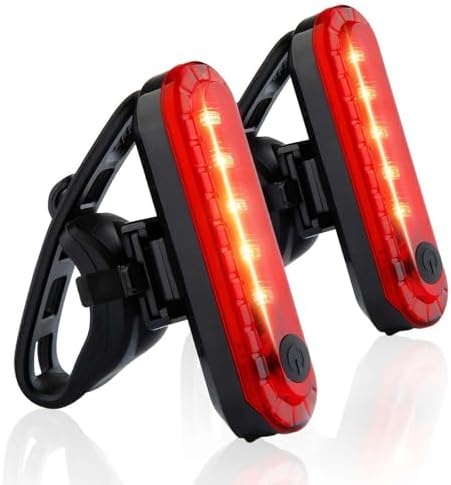 Volcano Eye Bike Tail Light 2 Pack, Rear Bike Back Lights for Night Riding, Bicycle Rear Light with Great Battery Life, Easy to Install On Any Bike or Helmet, USB Rechargeable (Red)