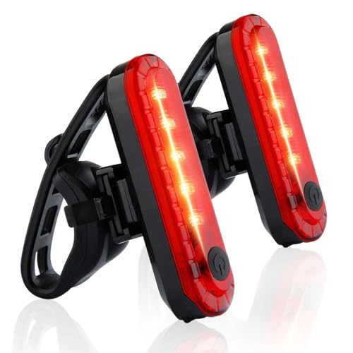 Bike Tail Light Rechargeable 2 Pack, Rear Red Bike Light for Night Riding, Back Bicycle Taillights with Great Battery Life, Easy to Install On Any Bike Trailer or Helmet