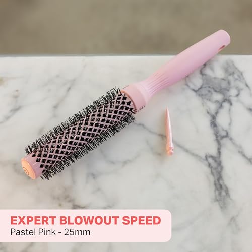 Olivia Garden Expert Blowout Speed - Pastel Pink - 25 - Ceramic Coated Round Brush with Extra Long Barrel for 25% Faster Blowouts - Image 2