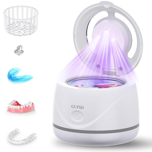 Ultrasonic Retainer Cleaner, 180ML/45kHz Portable Ultrasonic Jewelry Cleaner, Quiet Operation Ultrasonic Cleaner Machine for All Dental Appliances