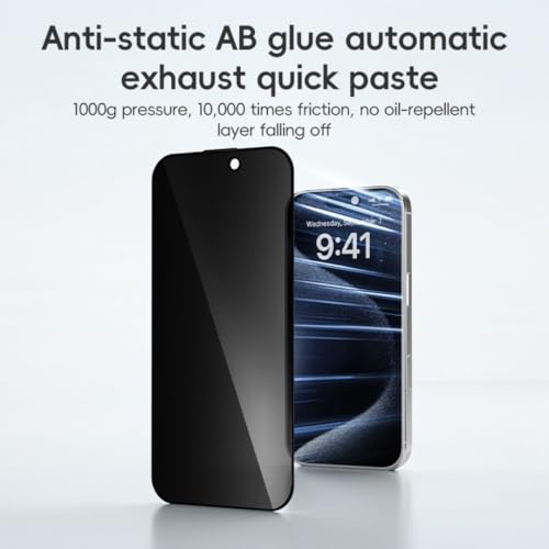 Image of KUZOOM Privacy Glass Screen Protector for iPhone 16 Pro - Anti-Glare & Scratch Resistant
