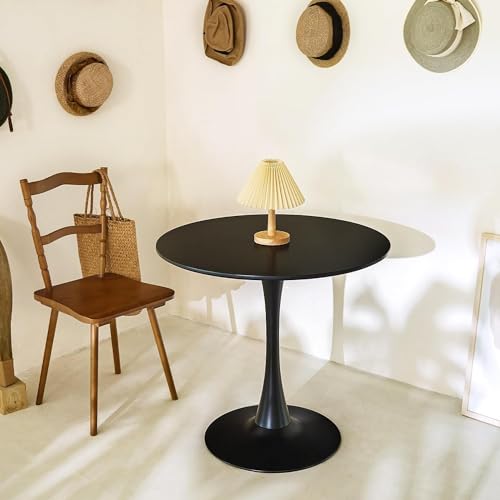 Image of Wooden Pedestal Table, Accent Bedside Table,Modern Coffee End Table for Living Room, Bedroom and Balcony with Round Design Table (White New)