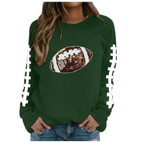 Sweatshirt femme manches longues imprimé football vert sans capuche