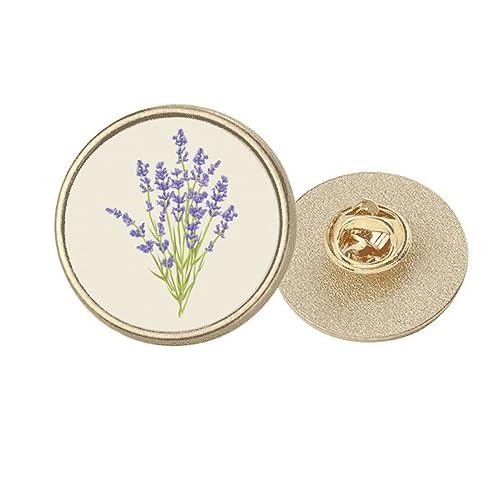 Broche ronde en métal doré lavande M : bijou de sac et broche florale pour femme