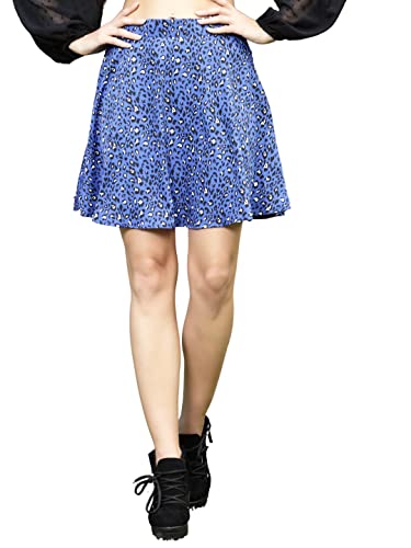 Image of Sera Women's Floral Print Black Viscose Rayon A-Line Casual Mini Skirt
