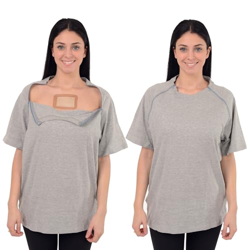 USBD Premium Port Access Chemo Tshirt Recovery Dual Access Tee Side Open Shirt