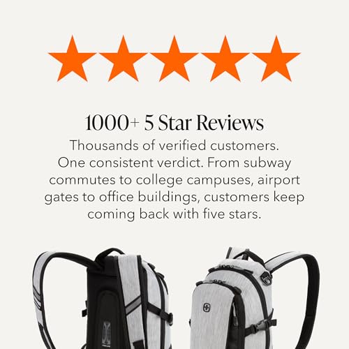 SWISSGEAR City Pack Backpack, Slim Profile Daily Carry, Airflow Back Panel, Tablet Pocket, and Lay-Flat Organizer, Light Grey/Heather, 15.9L, 18-Inch - image 7