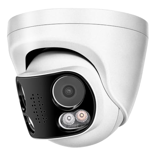Image of Real HD Panoramic 8MP Dual Lens PoE IP Security Outdoor Camera with Metal Housing, 180 Degree Wide Angle, 24 /7 Full Color Night Vision, H265, IP66, NVR or Windows PC Required, NDAA Compliant