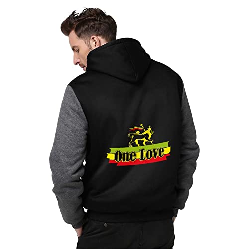 Rastafari One Love Men Hoodie Thick Full-Zip Hooded Fleece Sweatshirt Sherpa Lined Jackets