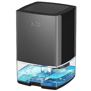 Dehumidifiers for Home 30 OZ Water Tank with Auto-Off, Portable Small Dehumidifier for Room, Bathroom, Bedroom, RV, Closet 500 sq.ft, 7 Colors LED Light, Gray