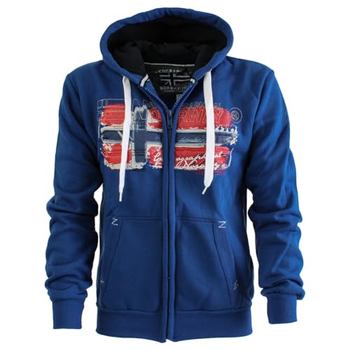 Hoodies Logo Homme Femme Geographical Norway zippé bleu royal