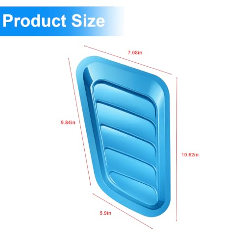 Image of Blilo Car Hood Vents, 2PCS Universal Hood Air Vents for Car Hood Scoop, Bonnet Vent Hood Air Intake Trim Cover (Blue)