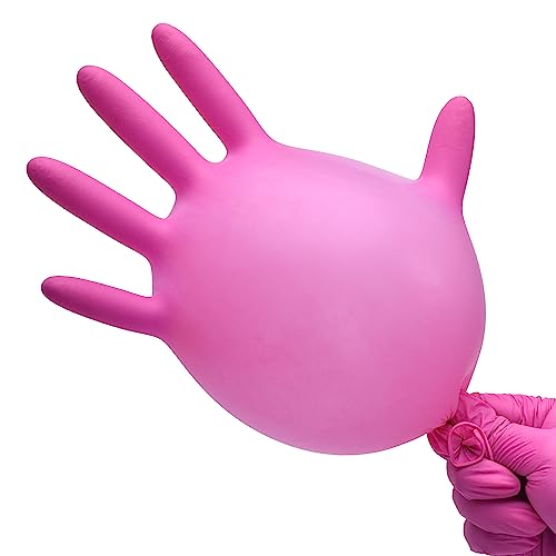 SwiftGrip Powder-Free Nitrile Gloves, Medium, 100ct Box - 3-mil, Disposable, Latex-Free, for Kitchen, Cleaning, Estheticians, Hair Stylist - Pink/Fuchsia - Thumbnail 4