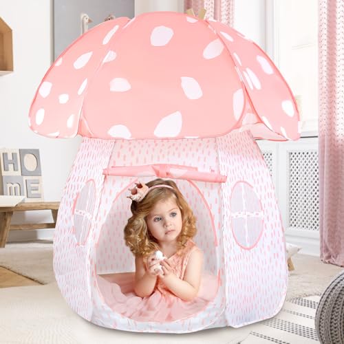 Play Tent for Kids Pop Up Tent Indoor Outdoor Boys and Girls Playhouse with Exquisite Design for Imaginative Mushroom Tent by CRAWLBO Patented