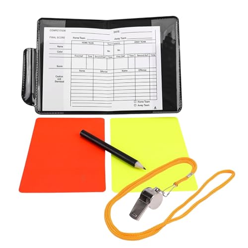 Ajsdvog Referee Cards Set with Whistle Lanyard Red Yellow