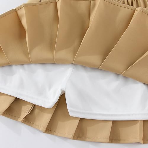 Girls Pleated Skirts Kids Elastic High Waist Skorts Athletic Uniform Casual Mini Skirt with Undershorts 2-17 Years4