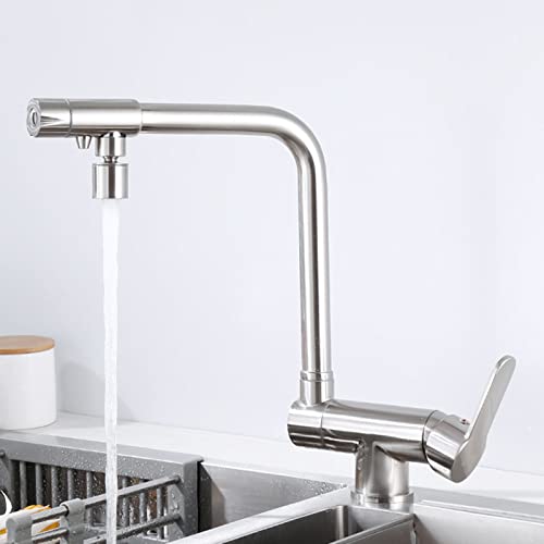 Robinet de cuisine pliant en laiton mitigeur 3 en 1 eau pure brossé