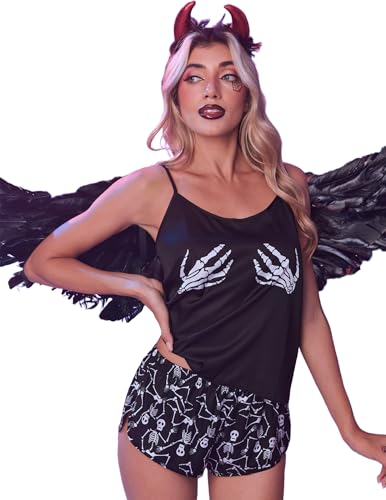 Image of Ekouaer Silk Pajamas Set for Women Satin Backless Lingerie Pjs Cami Top and Shorts Nightwear