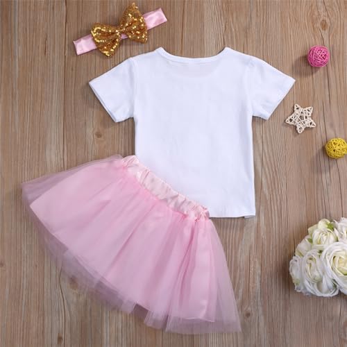 Toddler Baby Kid Girls Big Sister Outfits Short Sleeve T-Shirt Top+Tutu Skirt with Headband Clothing Set3