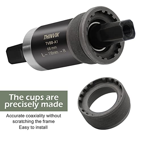 Thinvik Square Tapered Bottom Bracket - 68Mm English Bsa Compatible With Shimano Bb-Un26/Bb-300/Bb-100/Bb-101, 68Mm X 108 110 113 116 118 122.5 127 #TOP3