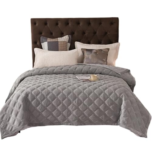 Colchas Acolchadas Colcha gruesa de invierno for cama, manta a cuadros, funda for colchón, colcha, colchas de lino for cama doble Ligera Colcha Cubrecama De Microfibra(Light Grey,3pcs 220x240cm)