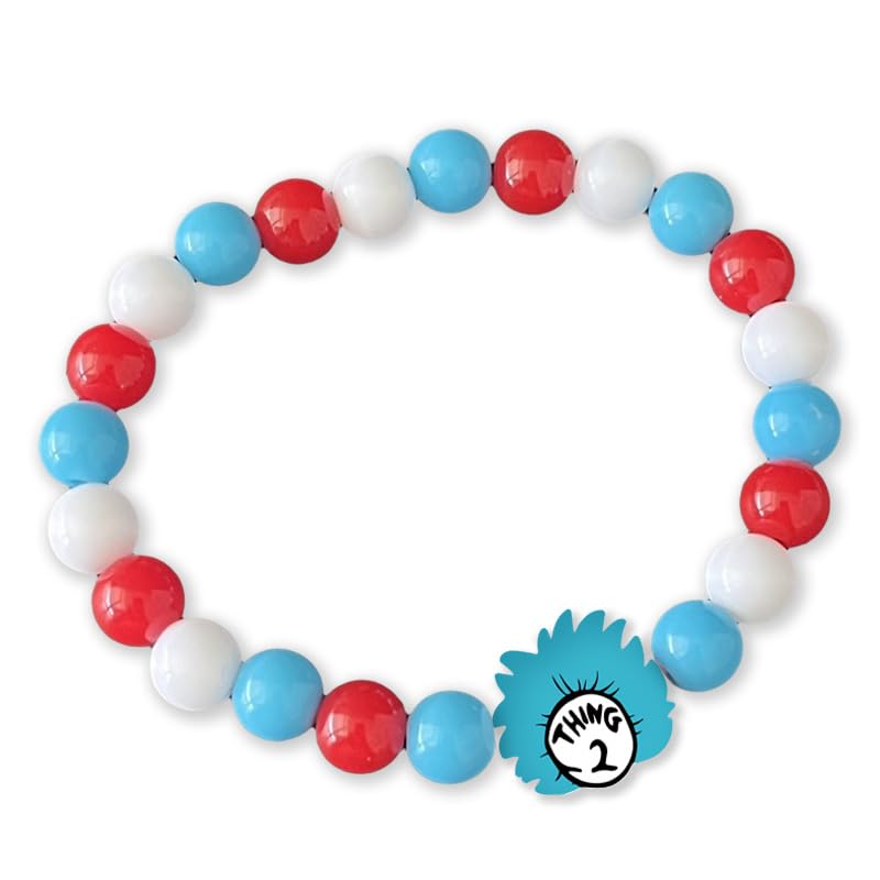 Fuqimanman2020 Funny Back to School Bracelet Handmade Dr. Seuss Day Red Hat Fish Bead Bracelet Back to School Graduation Teacher Appreciation Day Student Librarian Gift