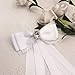 Fashion Ribbon Bow Tie Brooch Pins for Women Girls Crystal Lace Uniform Pre-Tied Necktie Bowknot Corsage Brooches Party Ceremony Accessories Christmas Birthday Elegant Accessory (White)