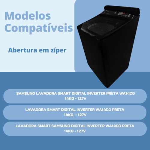 CAPA PARA LAVADORA SMART SAMSUNG 14KG WA14CG IMPERMEÁVEL (PRETO) #5