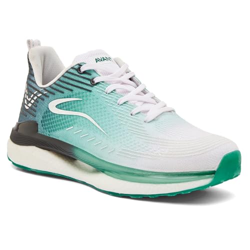 Buy AVANT Men's BounceMax Walking Shoes - Superior Traction, Anti Skid, Lightweight, Multi Directional Flexibility, Enhanced Cushioning, Sports Footwear (AVMSH086CL02UK10_White/Green_UK10) at Amazon.in - Image 2