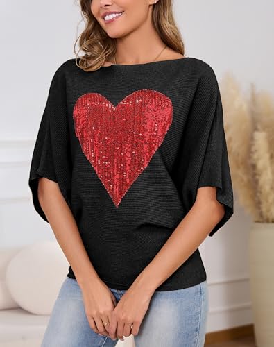 Image of MAKARTHY Womens Batwing Sleeves Knitted Dolman Pullovers Boat Neck Tops Sweatershirts